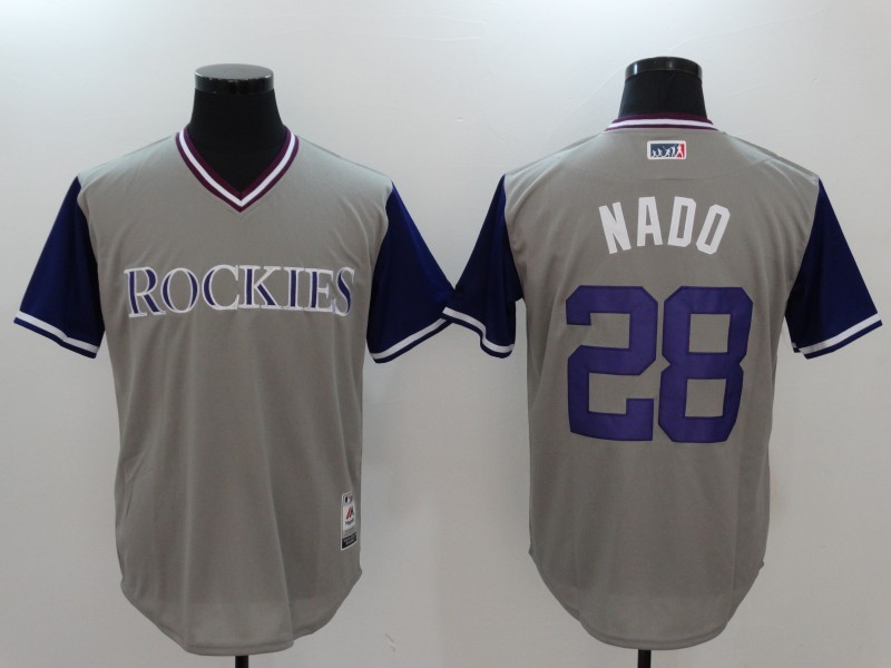 Men's Colorado Rockies #28 Nolan Arenado Grey Stitched Jersey Men's Colorado Rockies #28 Nolan Arenado Grey Stitched Jersey